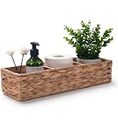 IVAILEX Water Hyacinth Toilet Tank Basket for Toilet Paper Rolls Wicker Baskets for Shelves Tampo...