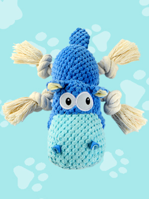 indestructible squeaky plush blue dog chew toy