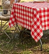 misaya 6 Packs Buffalo Disposable Table Cloth, 54 x 108 Inch Waterproof Plastic Tablecloth, Recta...
