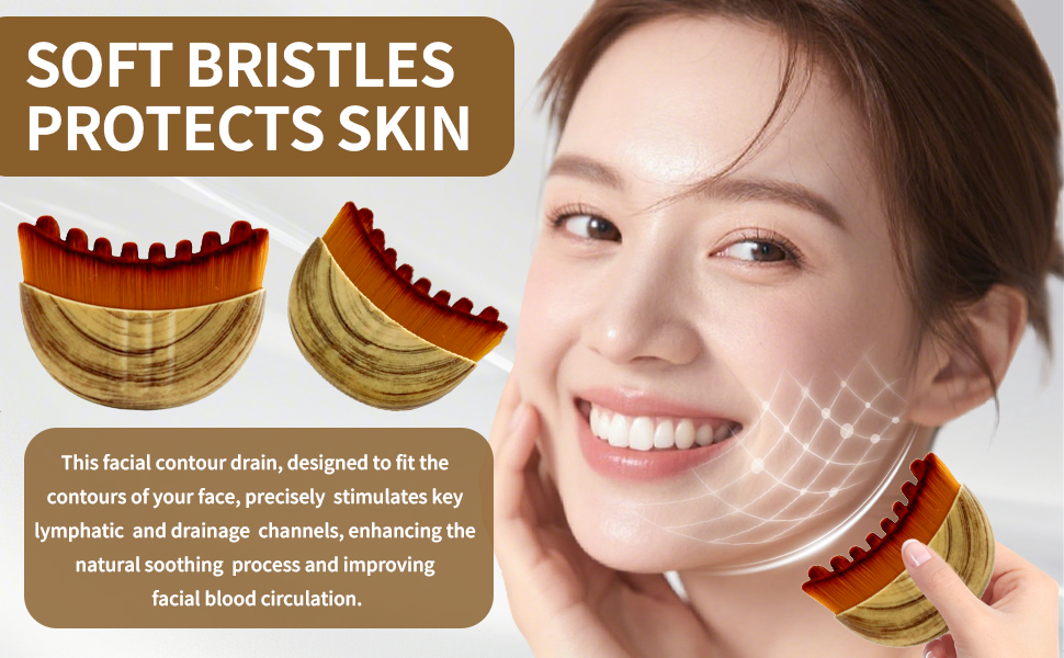 lymphatic contour brush,gua sha facial tool,Lymphatic Contour Face Brush Soft