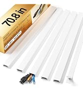 Yecaye 70.8in Large Cord Hider, W1.18in H0.67in, White | Wire Covers for 3-4 Cords on Wall, Cord ...