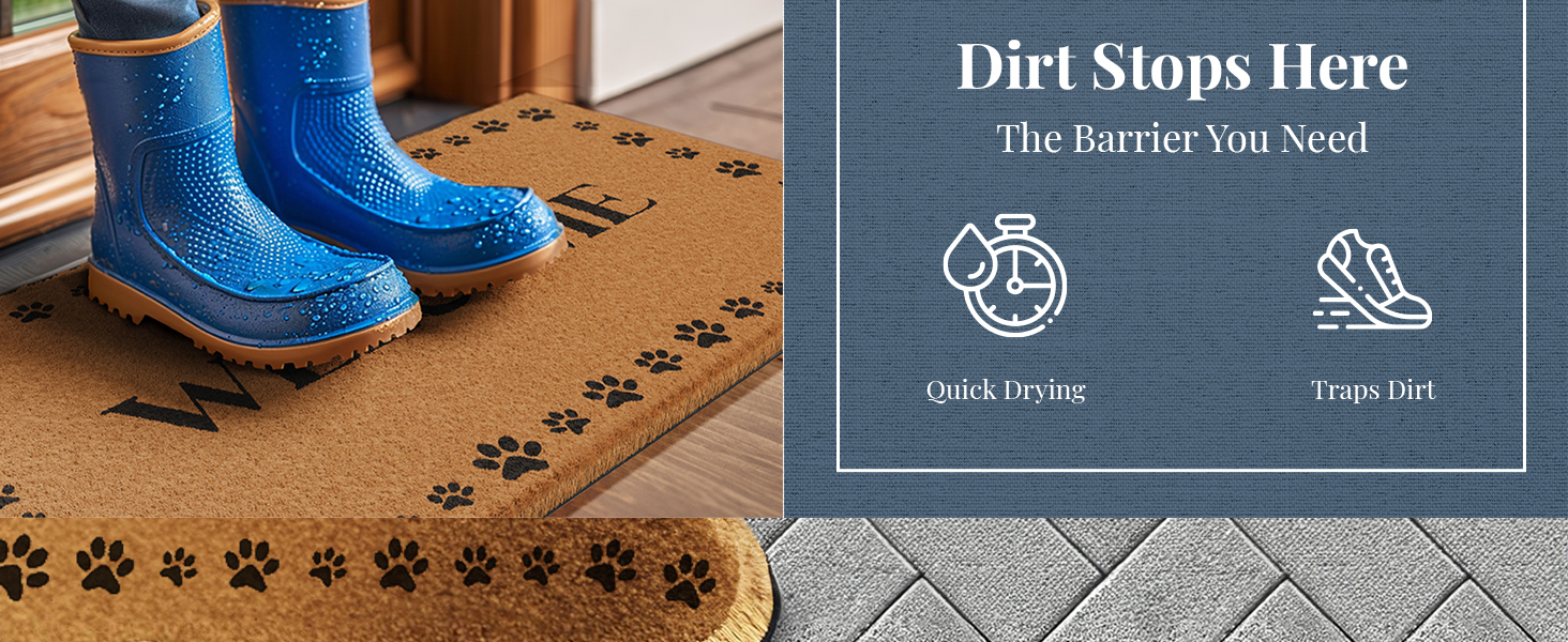 Indoor outdoor welcome mat Slip-proof rubber backing Exterior door mat Made of durable coir