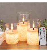 VIODAIM Crystal Texture Design Flickering Flameless Candles with Remote & Timer, Real Wax Battery...