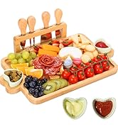 Hongsane Charcuterie Boards,Bamboo Cheese Board with Magnetic Knives Holder,House Warming Gifts N...