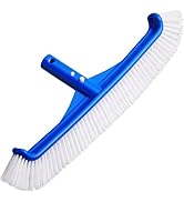 Pool Brush - 17" Pool Brush Head for Cleaning Pool Walls, Curved Ends High-Efficiency Pool Scrub ...