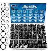 ZDBB 24 Size Rubber O Ring Set,1120 Pcs Black Small O Rings Assortment Kits,Assorted Metric Seali...