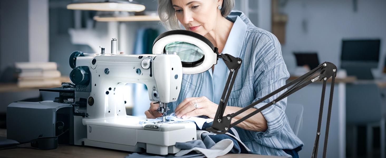Sewing magnifying light for crafts hands free led magnifying lamp light with magnifying glass
