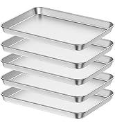 Baking Sheet Set of 5, Bastwe 18 inch Commercial Grade Stainless Steel Baking Pan, Professional B...