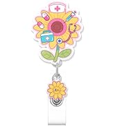 Cute Sunflower Badge Reel for ID Card Badge, Cute Retractable Nurse Sunflower Alligator Clip for ...