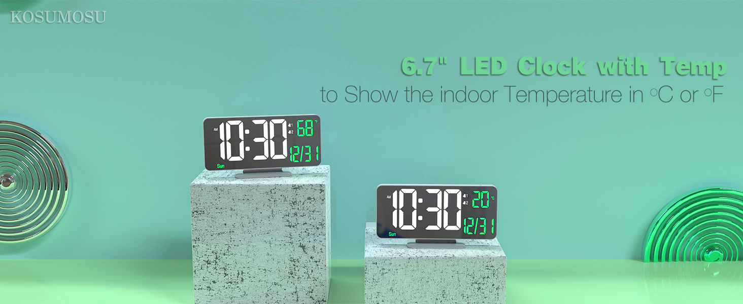 digital clock with temperature C and F