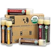 Earth's Daughter USDA Organic Lip Balm 6-Pack - Fruit Flavors, Beeswax, Coconut Oil, Vitamin E - ...