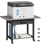 YAOHUOO 23.6"x15" Large Printer Stand with Storage Drawer, 2-Tier Under Desk Printer Table for Ho...