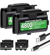 HEYLICOOL Rechargeable Battery Pack for Xbox One/Xbox Series X|S, 2x4800mWh Battery Pack with LED...