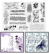 GLOBLELAND Graffiti Background Silicone Clear Stamps Ink Mark Stain Background Clear Stamp Mosaic...
