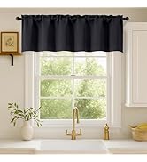 WelvetBLK Black Valances for Windows 1 Piece, Soft Solid Thermal Insulated Blackout Small Kitchen...