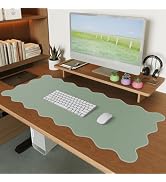 iCasso Leather Desk Pad,Extra Large Mouse Pad for Laptop,Cute Scalloped Nail Table Mat for Women ...