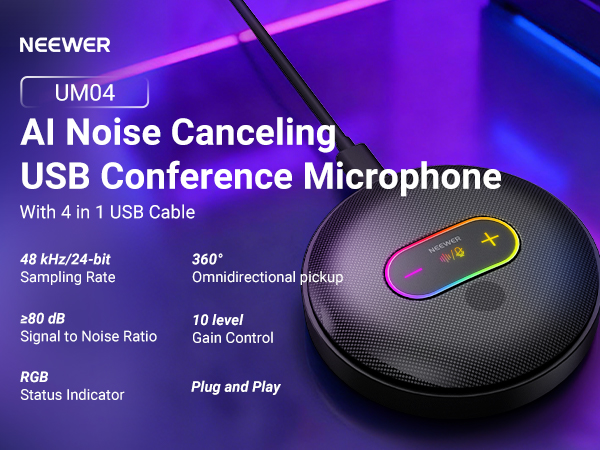 AI Noise Canceling USB Conference Microphone