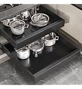 Seinloes 2 Pack Pull Out Cabinet Organizer 22" Deep With Raising Pad for Framed Cabinets,Full Ext...