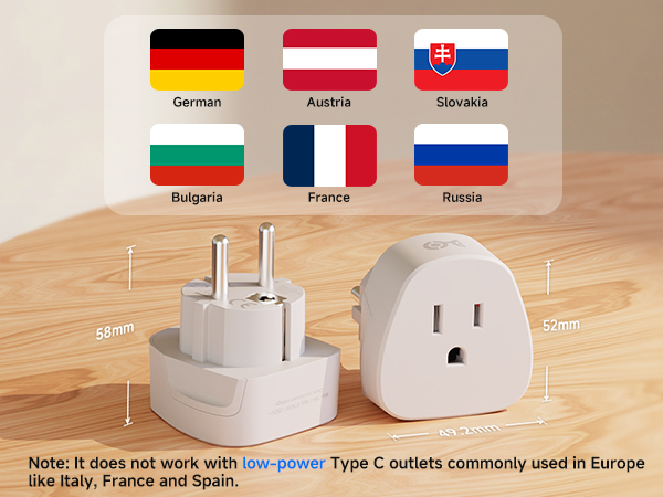 Cable Matters US to EU Travel Plug Adapter, Type F for Germany, Austria, France, and more