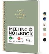 Taja Meeting Notebook for Work Organization - Work notebook with action items, Meeting Minutes Pl...