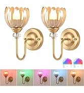 Set of 2 Vintage Battery Operated Wall Sconce, Rechargeable Wall Lamp with 5000mAh Battery & Remo...