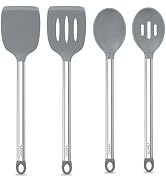 Vayvnt 4PCS Cooking Utensils Set, Food Grade Silicone Kitchen Spatula, Gray | Non Toxic, Up to 48...