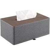High-end Leather Tissue Box Holder Two Color Matching,Rounded Rectangle Napkin Pumping Paper Case...