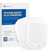 LotFancy Transparent Film Dressing, 6”x8”, 18 Patches, Waterproof Bandage for Post Surgical Showe...