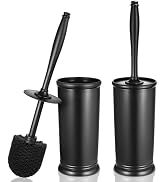 Toilet Bowl Brush Holder Set: 2 Pack Modern Deep Cleaning Bathroom Toilet Scrubber with Caddy for...