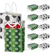 Angoily Goodie Bags, 12Pcs 0.66 Gal Soccer Party Favors Treat Snack Bags with Handles, Sports The...