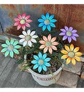 HUTHDAK Metal Flowers for Outside,8 Pack 16.15" Decorative Garden Stakes with Swaying Flowers Hea...