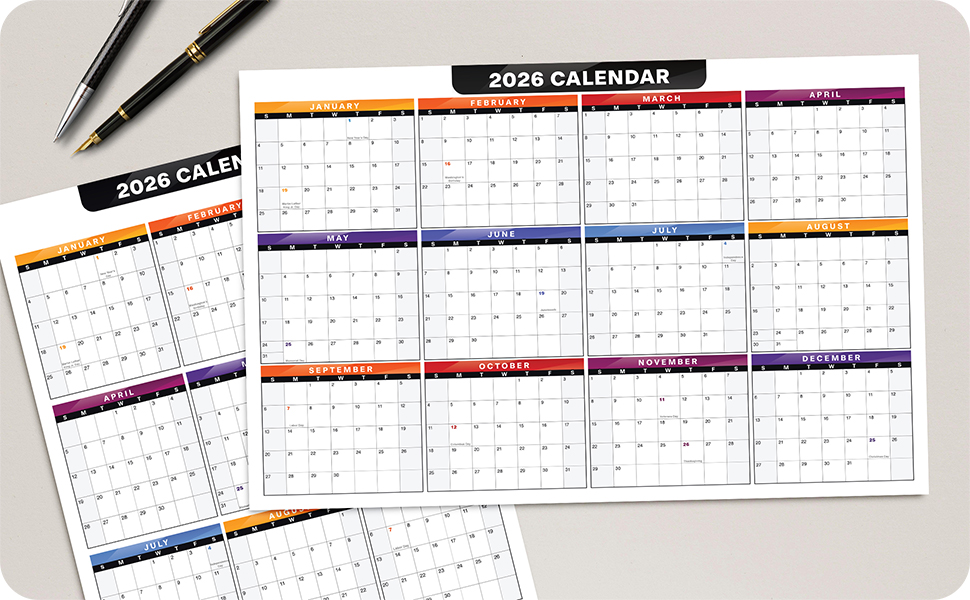 2026 Full Desk Wall Calendar 2 Sided Reversible Planner Tracker Academic Year Semester