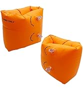 Inflatable Arm Floaties for Toddlers, Blow up Water Wings for Kids, Orange Swimming Arm Bands Flo...