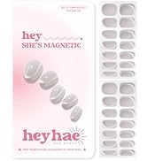 Heyhae Semi Cured Gel Nail Strips | No LED Lamp Needed | Silver, Cat eye | Easy Apply & Remove, S...