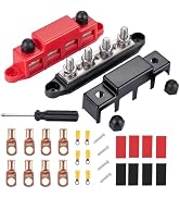 ChimimeDecor 300A 12V Bus Bar 3/8" 4 Stud Power Distribution Block with Cover and Accessory Kit,H...