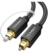 IVANKY Optical Audio Cable 6ft/1.8M, Nylon Braided, 24K Gold-Plated, Slim Metal Case, CL3 Rated, ...