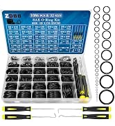ZDBB 1086 Pcs SAE Standard O Ring Kit Nitrile Rubber O Rings Assortment with O‘Ring Pick for Hydr...