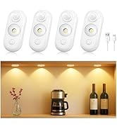 GLARESBOT LED Motion Sensor Puck Lights, Small Rechargeable Under Cabinet Light, Dimmable Warm Wh...