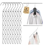 Space Saving Hangers 8 Pack, Heavy Duty Metal Cascading Hanger Organizer with 7 Loops for Most Cl...