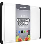 Large Cutting Boards for Kitchen – Plastic Cutting Board with Juice Grooves – Non Slip, Dishwashe...