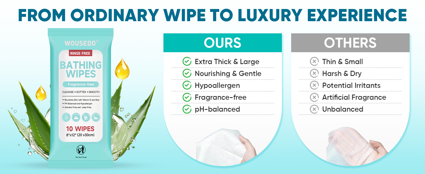 body wipes for adults bathing no rinse
