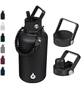 BJPKPK Half Gallon Insulated Water Bottles with Straw Lid, 64oz Large Water Jug, Stainless Steel ...