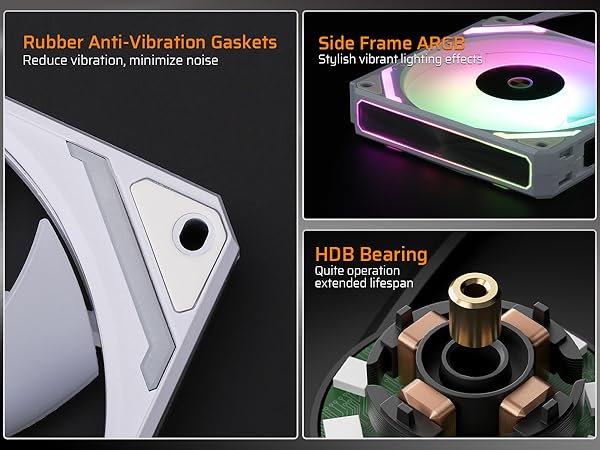 Addressable RGB Compatible wireless modular fan low noise quiet HDB bearing