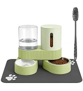 ZBIAOJNU Gravity Cat Feeder 2 Pack Automatic Food Feeder Stainless Steel Water Dispenser Set 360°...