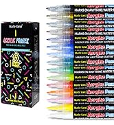 SAYEEC Acrylic Paint Marker Set 15 Assorted Colors Art Markers 0.7mm Extra Fine Line Paint Pens f...