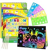 ZMLM Scratch Paper Art Craft: 2 Pack Rainbow Scratch Set for 3 4 5 6 7 8 9 10 Years Old Girls Boy...