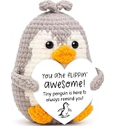 Mini Positive Crochet Penguin Birthday Gift for Women,Handmade Crochet Funny Mother Day Graduatio...