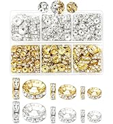 300pcs FIVEIZERO Rondelle Spacer Beads for Jewelry Making, 6mm, 8mm, 10mm Bead with Holes, Gold &...