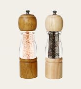 ManGotree Wooden Salt and Pepper Grinder Set with Acrylic Visible Window, Manual Adjustable Coars...