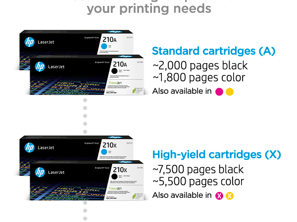 original hp 210 toner standard high-yield cartridges